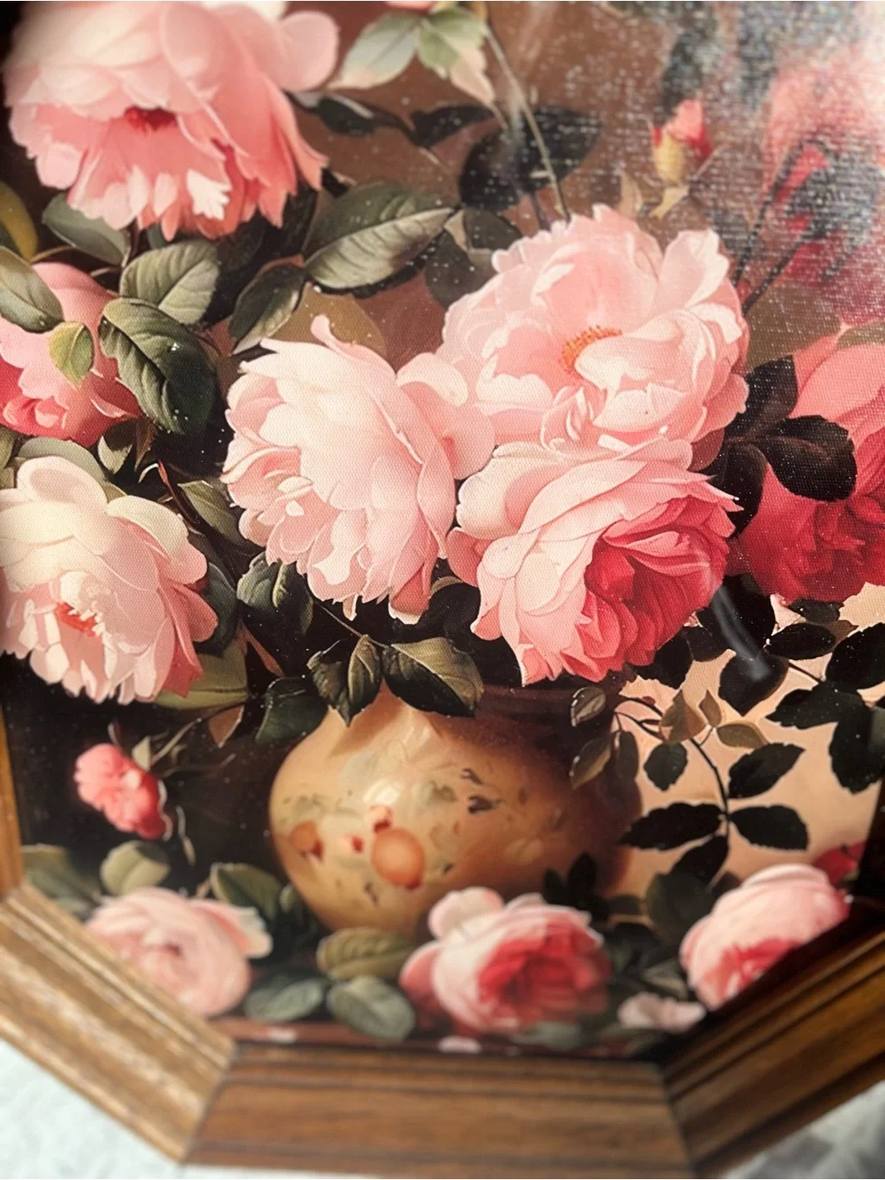 Framed Floral Canvas Print Wall Art - Pink Rose Bouquet